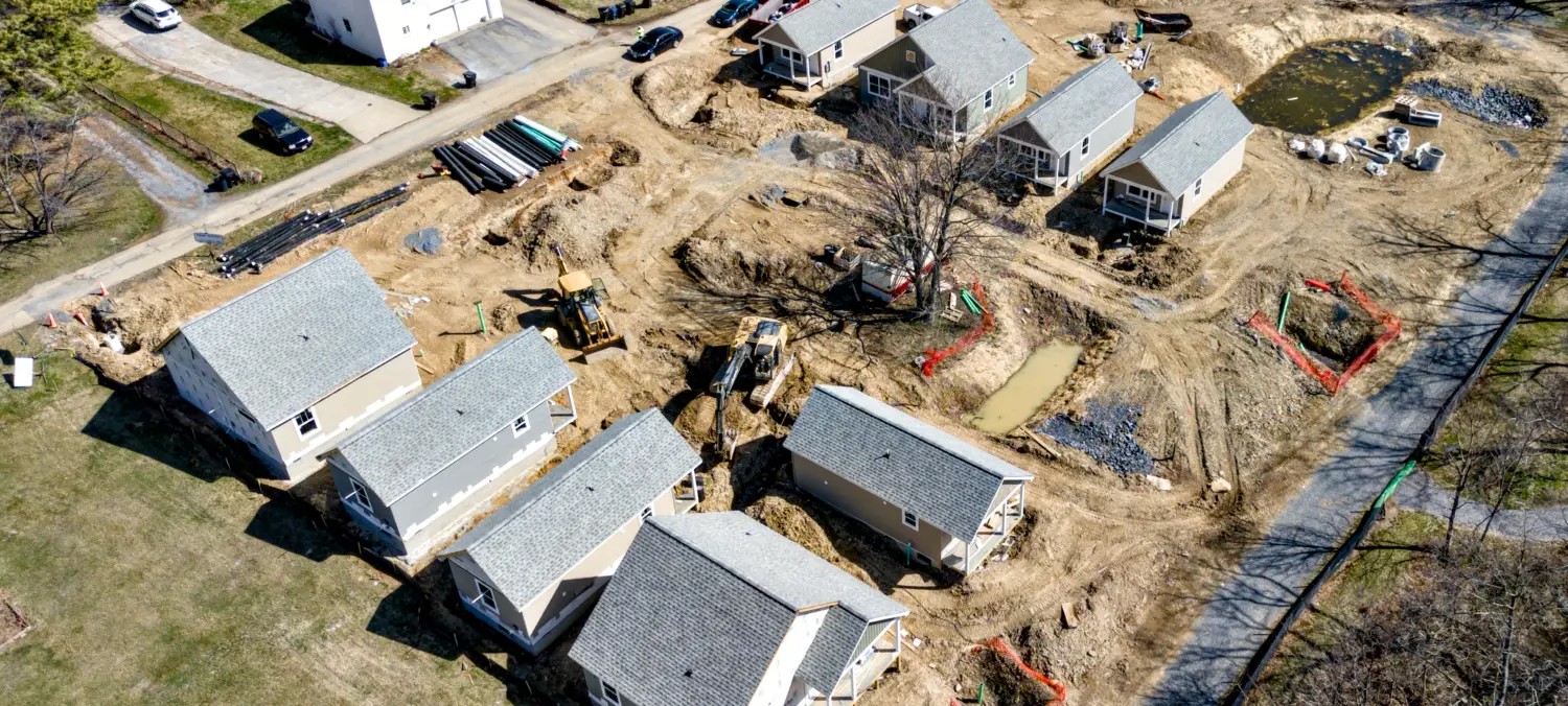 Aerial photo of Pine Knoll Construction completing new home construction and custom home builds in Winchester, VA and surrounding tri-state areas.